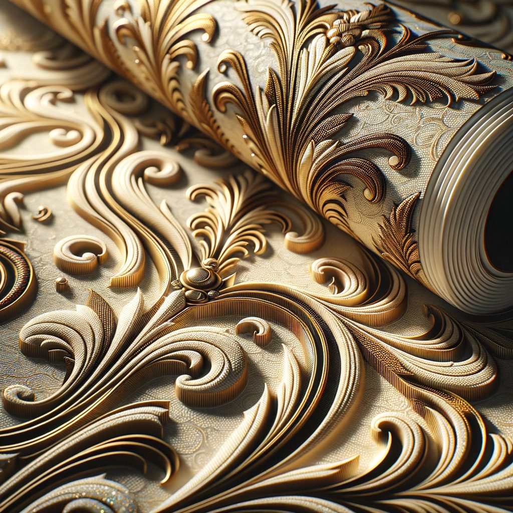 Premium duvar kağıdı doku detayı - damask altın krem desen